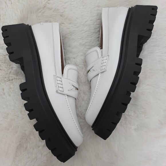 Maje White Leather Chunky Platform Lug Sole Loafers Clover Detail EU 40 / US 9 - Picture 10 of 15